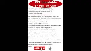 RPF Constable Exam Analysis 2025| RPF Constable Question Paper 2025 | 17 Mar 1st Shift| RPF Question