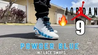 Jordan 9 Powder Blue OnFeet with Laceswap. Why are you sleepin on these OG&rsquo;s?