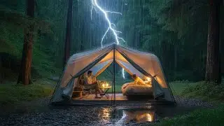 Chubby Boy Camping Alone in USA | Heavy Rain, Thunder & Wind Challenge