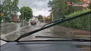 Ulewa w Ostrołęce, zalane ulice, 28 lipca