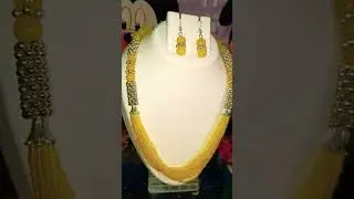 Somya Jewellery Show Yellow beads and White stone Fashionable Necklace Set for women and Girls
