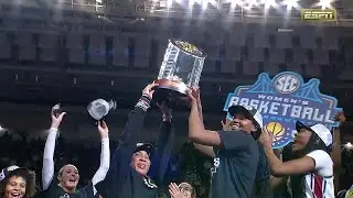 Trophy Ceremony, South Carolina Gamecocks win SEC women's basketball tournament title vs Texas