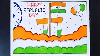 Happy Republic Day Drawing|Republic Day Drawing Easy|Republic Day Chart|26 January Drawing Easy 
