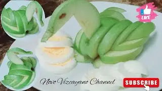 GREEN APPLE SWAN WITH EGGS #art #carving #design #fruitdecorationideas