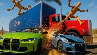 Audi R8 vs BMW M4 Highway Race Ends in Fatal Crash BeamNG drive