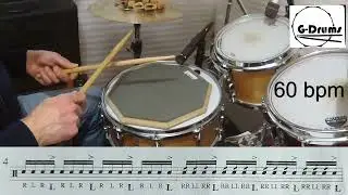 workout 1 Double strokes  accent (displacement) over 16th notes