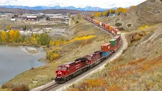 HIGHBALL!!! CP 8153, CP 8650, CP 8572 and CP 8753 lead CP 104 outta Cochrane, Alberta
