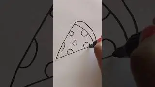 Easy Cartoon Pizza Slice drawing 🍕 | How to Draw a Pizza Slice #drawing #art #painting