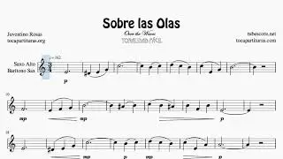 Sobre las Olas Partitura de Saxofón Alto y Barítono Sax en Do