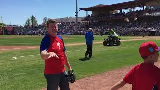 Preston has a catch with Gabe Kapler