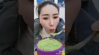Ice layered with heavy match powder & passion Fruit