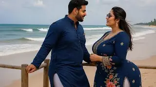 Royal Blue Couple Outfit Look 💙 | Stylish Embroidered Dress & Kurta | Woman Fashion AI