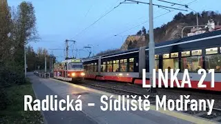 LINKA 21 - Radlická–Sídliště Modřany - TRAMVAJE PRAHY [4K]