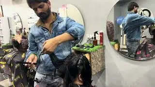 Indian layered hair cut at home/ Multi step hair cut kaise kare/ 3step layer with front feather cut