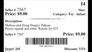 Bella Kids Consignment: Anatomy of a Tag