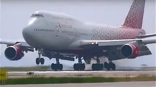 Rossiya Boeing 747-400  2nd visit in Nice with waving pilot !