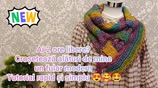 Ai 2 ore libere? Croșetează alături de mine un fular modern | Tutorial rapid și simplu