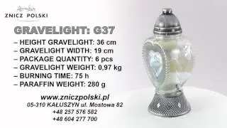 Exceptional candle on the grave - G37 - glass cemetery Light - Cemetery Candles