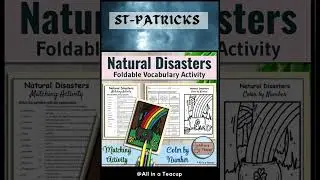 Natural Disasters Foldable Vocabulary Match & St Patricks Color by Number #stpatricksday