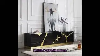 Modrest Aspen - Modern Black & Gold TV Stand | Elegant and Functional Entertainment Unit