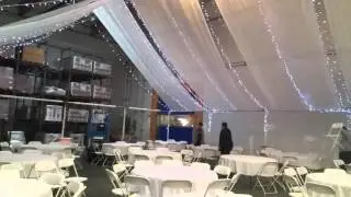 enfun party rental 40x120 frame with draping 72 twinkle lights to create that effect