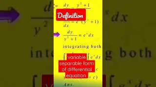 Differential Equation (variable separable form)#sirzakir