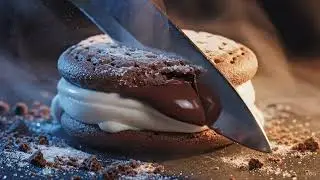 chocolate ice cream sandwich slicing ASMR