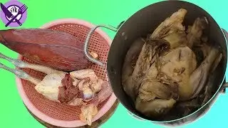Roasted chicken with banana flower Khmer Food | How to cook easy Khmer food
