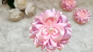 Easy Satin ribbon flower tutorial for beginners|hair clip making with satin ribbon in 3 min at home|