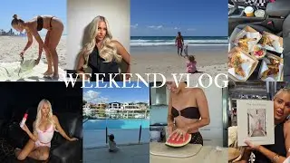 WEEKEND VLOG | hair content day, baby bday planning, shopping, family beach day, our fav cafe & more