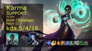 Karma Support & Ezreal vs Jinx & Renata Glasc - EUW Challenger 5/4/16 Patch 12.7 Gameplay