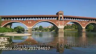 The Ponte Coperto placed in Pavia, Italy