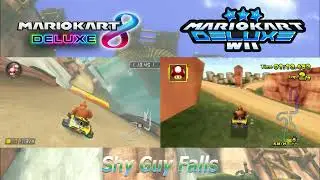 💎🌊Shy Guy Falls - Mario Kart 8 Deluxe & Wii Deluxe Comparison🌊💎