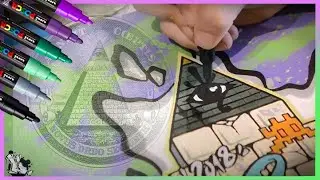 ILLUMINATI GRAFFITI ON CANVAS / BY ESKOS ART WITH MARKERS AND SPRAYCAN