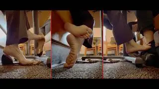 Lunch Date 3 Preview (Public Shoeplay Dangling Heel Pop Shoe Drop Flats Bare Feet)