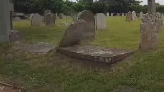 Lightning Strikes on a Broken Grave in a Mysterious Old Graveyard of East London. Scary Atmosphere