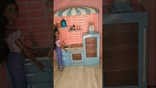 Barbie is cooking with Glitter girls kitchen set