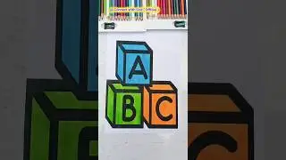 ABC cubes 💙💙 Satisfying painting tutorial #painting #art #relaxing #creativity #brushpens #colors