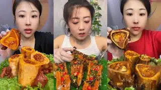 asmr mukbang spicy bone marrow - 牛骨髓 - 牛肉の骨髄 - 쇠고기 골수 - TỦY XƯƠNG BÒ - eatting show #712
