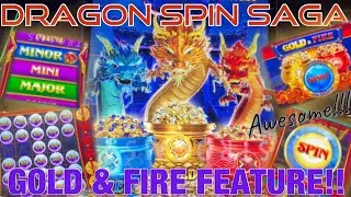 DRAGON SPIN SAGA GOLD & FIRE + WHEEL FEATURE FUN GAME NICE WIN!! MY 2ND ATTEMPT!! 🤩👍😁