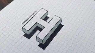 How to draw 3d Floating Letters |  Easy 3D Drawing Letter H | 3D Letters | Step by step 3D  Drawing