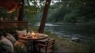 🎷January Cafe Jazz  Gentle Jazz of Outdoor Cafe by the Tranquil River for a Peaceful & Positive Mood