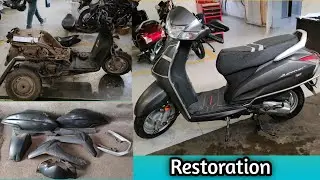 Activa 6G Grey Colour Painting and Denting || Full Restoration ||