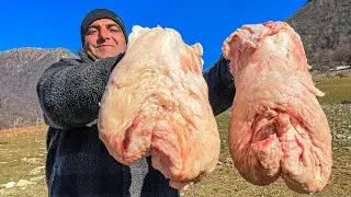 Готовим Курдюк под СНЕГОМ! НЕОБЫЧНЫЙ РЕЦЕПТ | Жизнь в Деревне