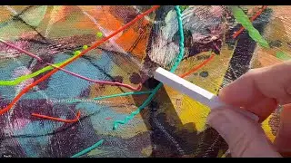 How to Use Paint Crayons in an Acrylic Painting Without Smearing - Technique for Abstract Artists