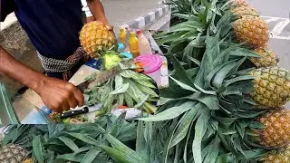 Old Man Selling Tasty Anarosh Pineapple Masala | Extremely Sharp Knife Skills | Bd Food