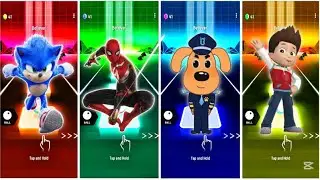 SONIC 🆚  SPIDER-MAN 🆚 SHERIFF LABRADOR 🆚 RYDER: PAW PATROL | Coffin Dance 🎶 Tiles Hop EDM Rush