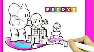 [ POCOYO ] Pocoyo Elly Pato Friends Playing Building Blocks Coloring Pages / Colouring Book