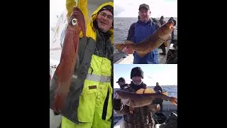 Boat fishing UK in North Sea Squall, Cod, Ling, Squid, Pollack, Coley, Mackerel and Scorpion Fish