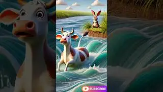 Cow rescue from the river .... #ai #story #cartoon #shorts #viralvideo @Catanimation818